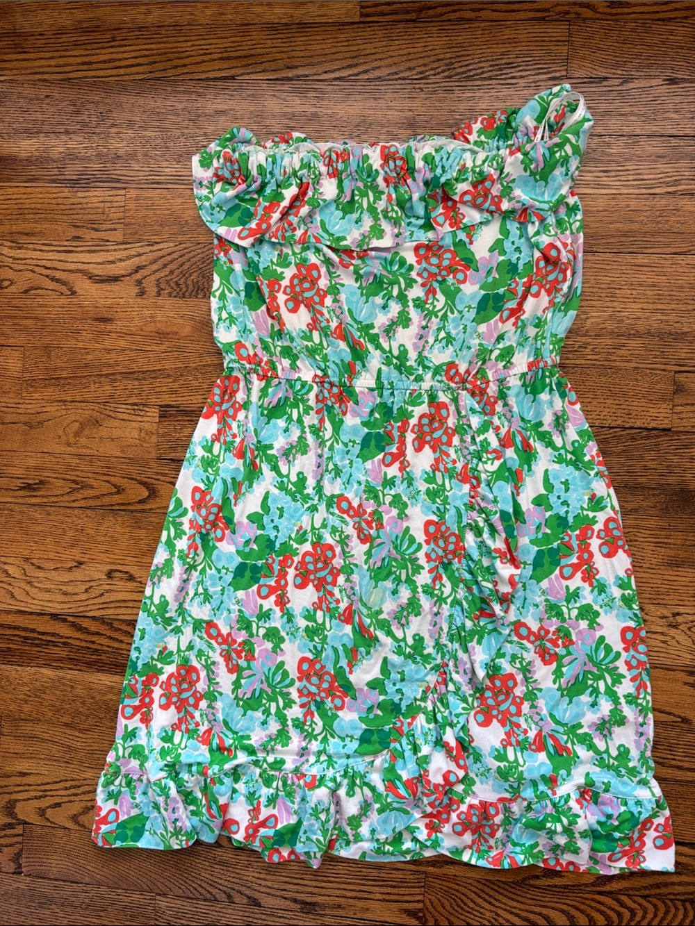 Lilly Pulitzer | Strapless Ruffle Mini Dress Large - Picture 2 of 7